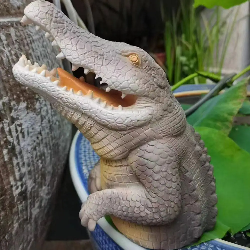 3D Sveķu Baltā Haizivs Statuja Krokodila Žokļi Vadītājs Unikāls Skulptūru Dārzu Mākslas Statuetes Okeāna Dzīvnieki Laivas un Mājas Dekoru